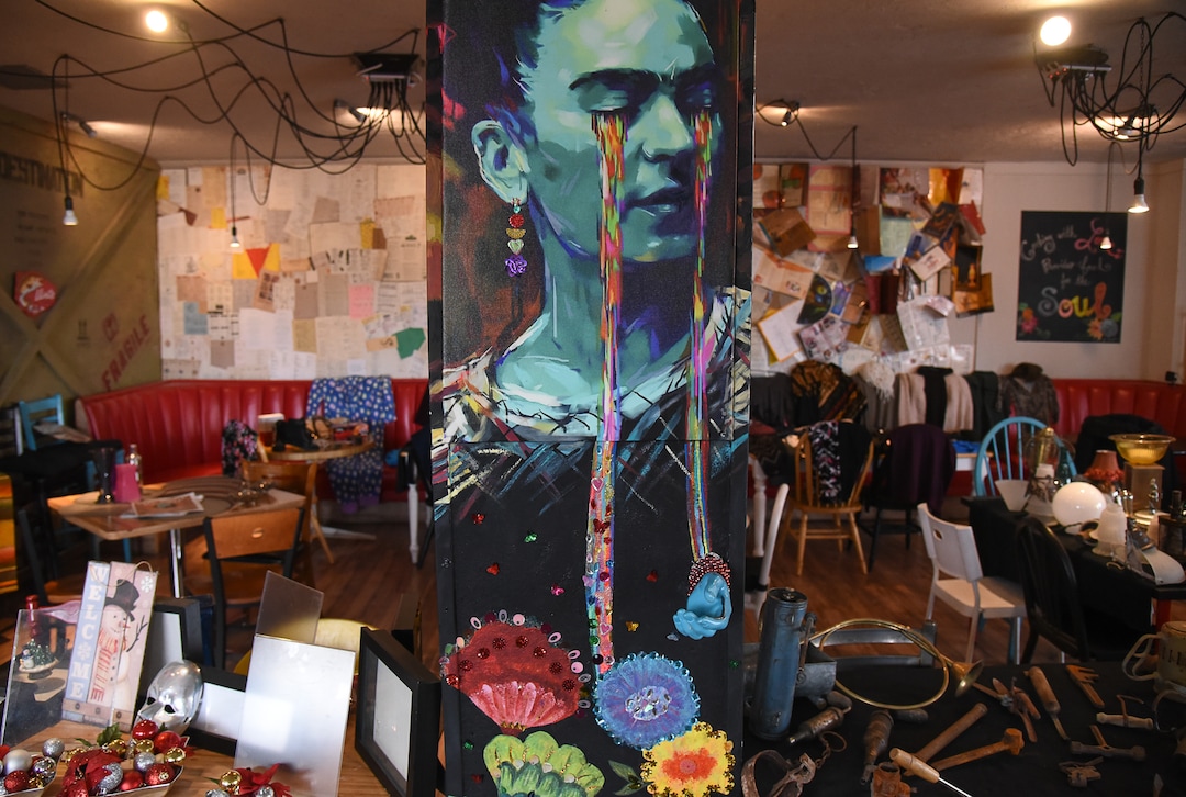 (Francisco Kjolseth  |  The Salt Lake Tribune)  The E'klektik restaurant in SLC will close its doors for good on Jan. 31. The owners are selling all the "eclectic" items that made the restaurant unique including antiques, collectibles, jewelry, clothing, art and more. Owners Aliza Levy who did most of the paintings in the store and her husband Sion Croudo who had a goal of making everything sustainable, recycled used fixtures, hardware and materials from Habitat for Humanity ReStores.