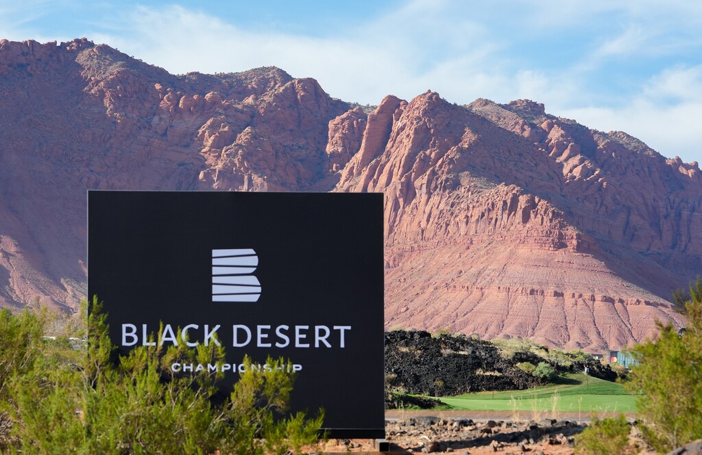 (Chris Samuels | The Salt Lake Tribune) Signage at the Black Desert Championship PGA Tour golf tournament in Ivins, Thursday, Oct. 10, 2024.