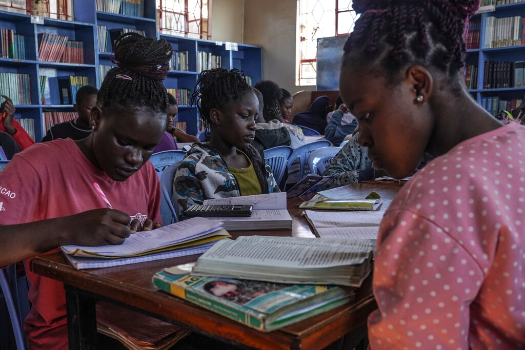 (Giles Clarke | The New York Times)

Kibera slum residents attend free classes in a Shofco-managed community center in Nairobi, Kenya, on Jan. 6, 2023.