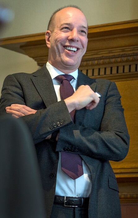 (Leah Hogsten | The Salt Lake Tribune) The executive director of the American Civil Liberties Union, Anthony Romero, discusses the state of civil liberties under President Donald Trump's administration with members and supporters of the ACLU of Utah, Tuesday, April 3, 2018, at the Alta Club in Salt Lake City.