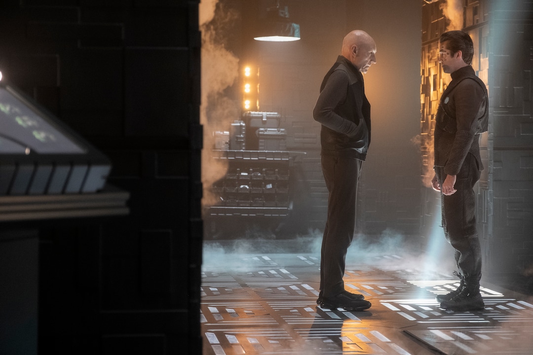 (Courtesy of Matt Kennedy/CBS) Sir Patrick Stewart as Jean-Luc Picard and Jonathan Del Arco as Hugh in “Star Trek: Picard.”
