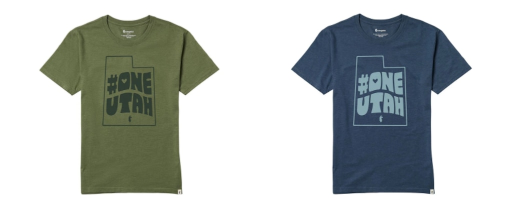 (Image courtesy of Cotopaxi) Cotopaxi, a Utah-based outdoor gear maker, is marketing #OneUtah t-shirts — with proceeds going to Silicon Slopes Serves, which is raising money for COVID-19 charities.