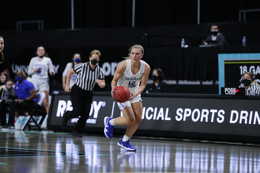 (Photo courtesy of WCC Sports) Paisley Harding led the Cougars to a 85-55 win over San Francisco in the WCC Tournament semifinal on Monday. The senior was responsible for 23 points on 9 of 17 shooting from the field, and added seven rebounds, four steals and two assists.