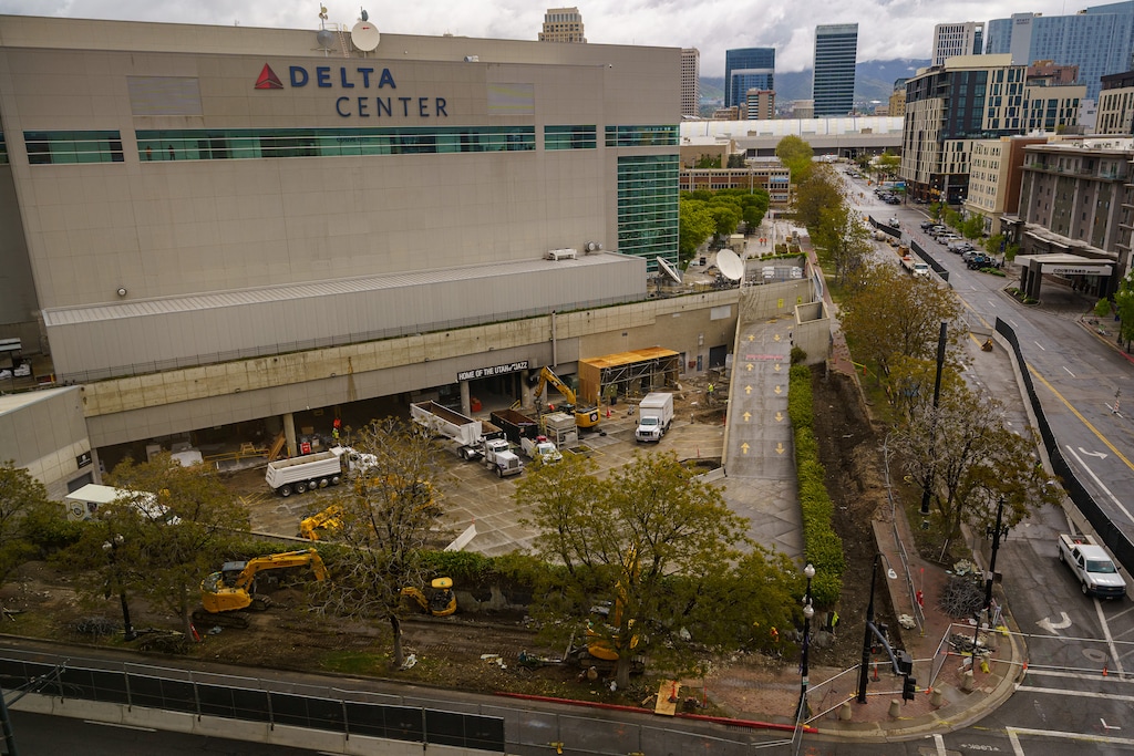 (Trent Nelson  |  The Salt Lake Tribune) Construction in progress to renovate the Delta Center in Salt Lake City on Wednesday, April 30, 2025.
