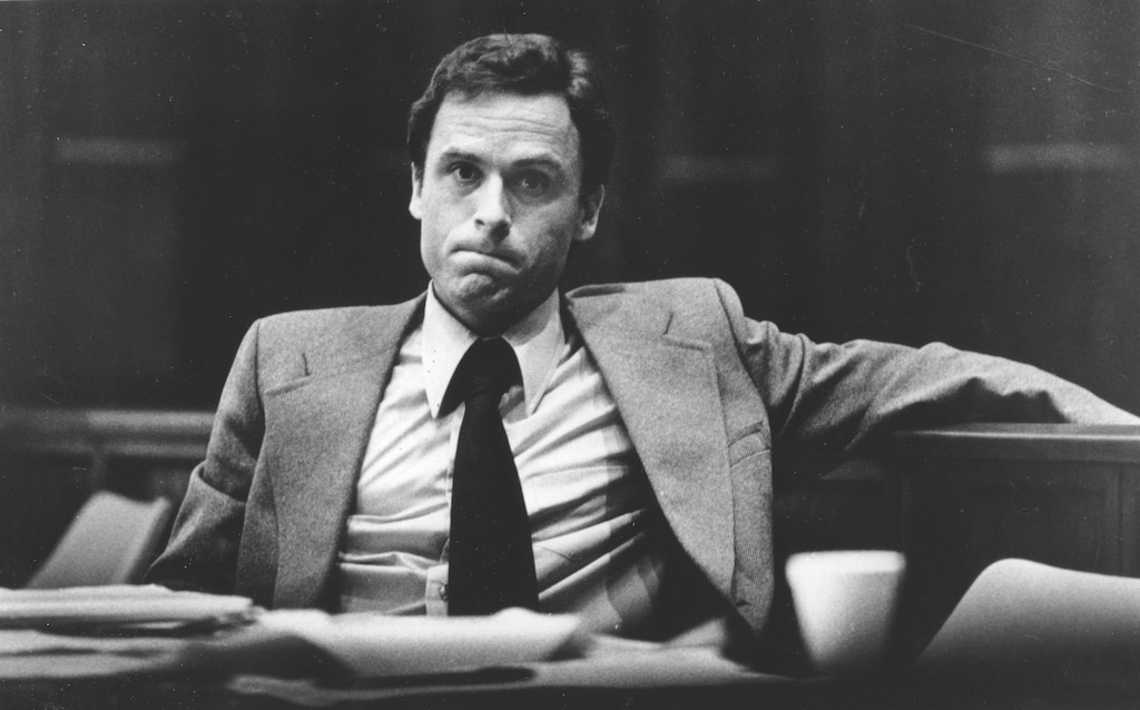 (AP Photo) This 1979 file photo shows convicted murderer Ted Bundy during the second day of jury selection in his murder trial in Miami.