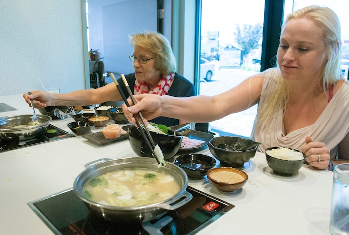 (Rick Egan  |  The Salt Lake Tribune)   
Denise and Joan Smith of Sandy dine at Tonkotsu Shabu Shabu Bar in West Valley City on Thursday, Aug. 17, 2017.