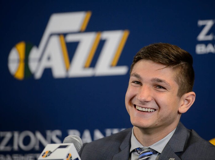 (Trent Nelson | The Salt Lake Tribune)
The Utah Jazz introduce their top draft pick Grayson Allen in Salt Lake City, Wednesday June 27, 2018.
