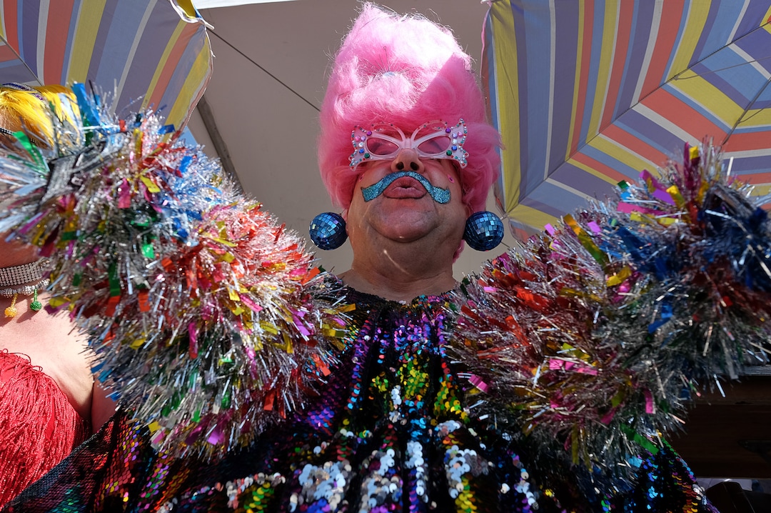 (Francisco Kjolseth  |  The Salt Lake Tribune)  Petunia Pap Smear keeps an eye on the festivities while joining thousands participating in the Utah Pride Parade in Salt Lake City on Sunday June 2, 2019.