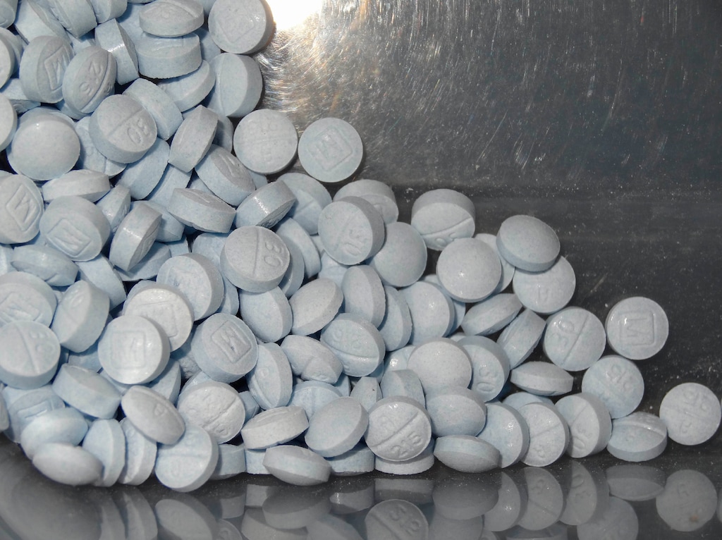 (U.S. Attorneys Office for Utah via AP) This photo provided by the U.S. Attorneys Office for Utah and introduced as evidence in a 2019 trial shows fentanyl-laced fake oxycodone pills collected during an investigation. A recent story by The Washington Post describes how methamphetamine and fentanyl are being supplied to St. George by Mexican drug cartels.