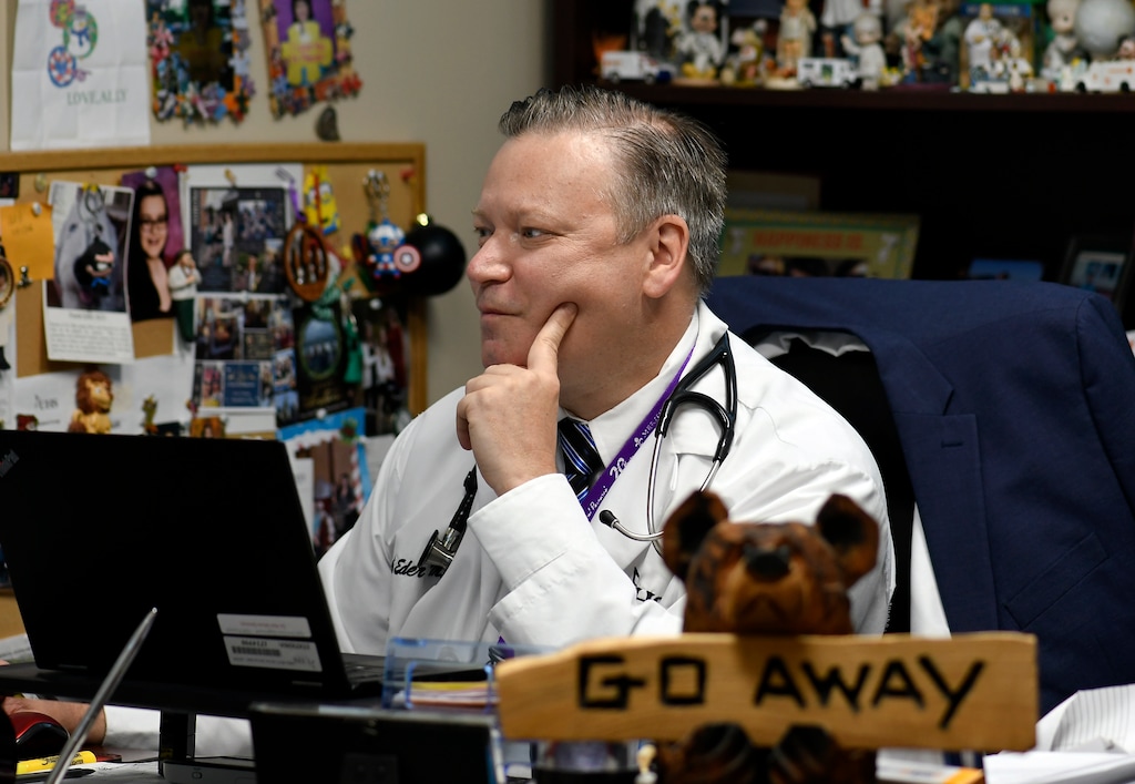 (AP Photo/Hans Pennink)

Dr. Frank Eder works in his office as the world's biggest study of a possible COVID-19 vaccine, developed by the National Institutes of Health and Moderna Inc.,  gets underway Monday, July 27, 2020, in Binghamton, N.Y.
