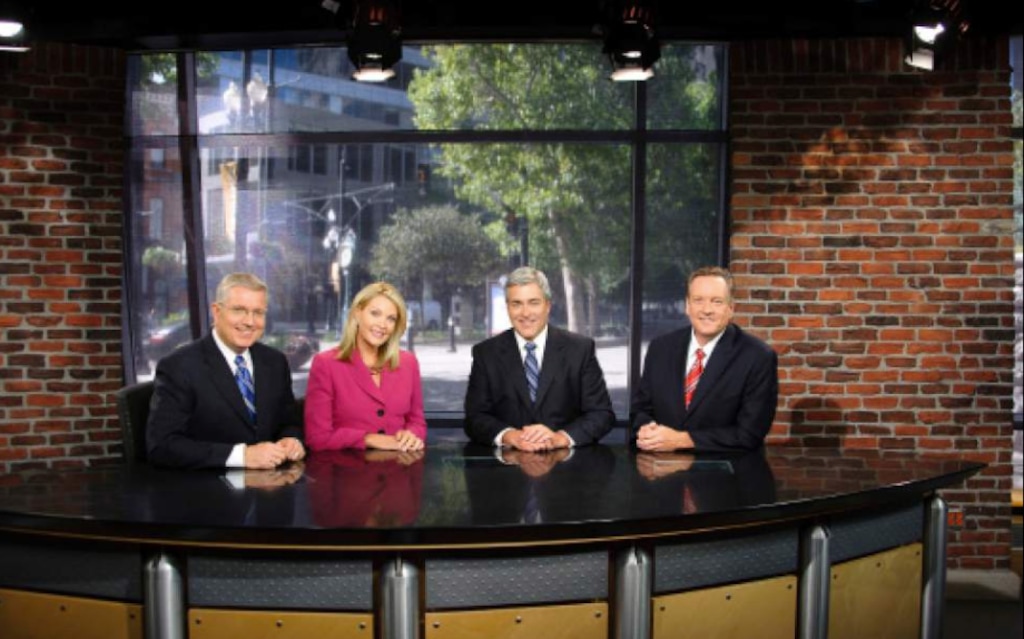 (Courtesy KUTV) KUTV's Sterling Poulson, Shauna Lake, Mark Koelbel and Dave Fox on the set at Channel 2.