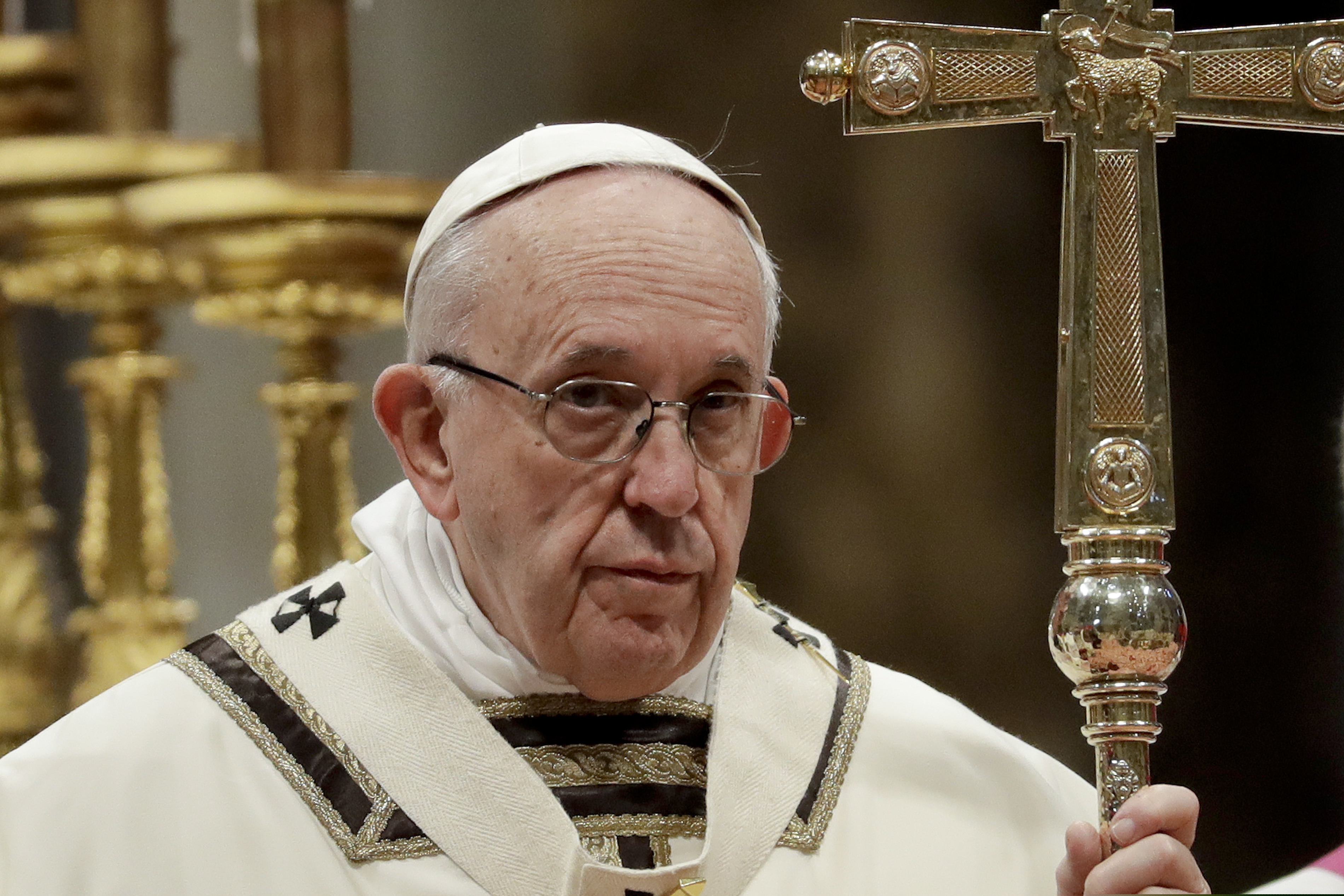 (Andrew Medichini  |  AP Photo)  Pope Francis celebrates an Epiphany Mass in St. Peter's Basilica at the Vatican, Sunday, Jan. 6, 2019.
