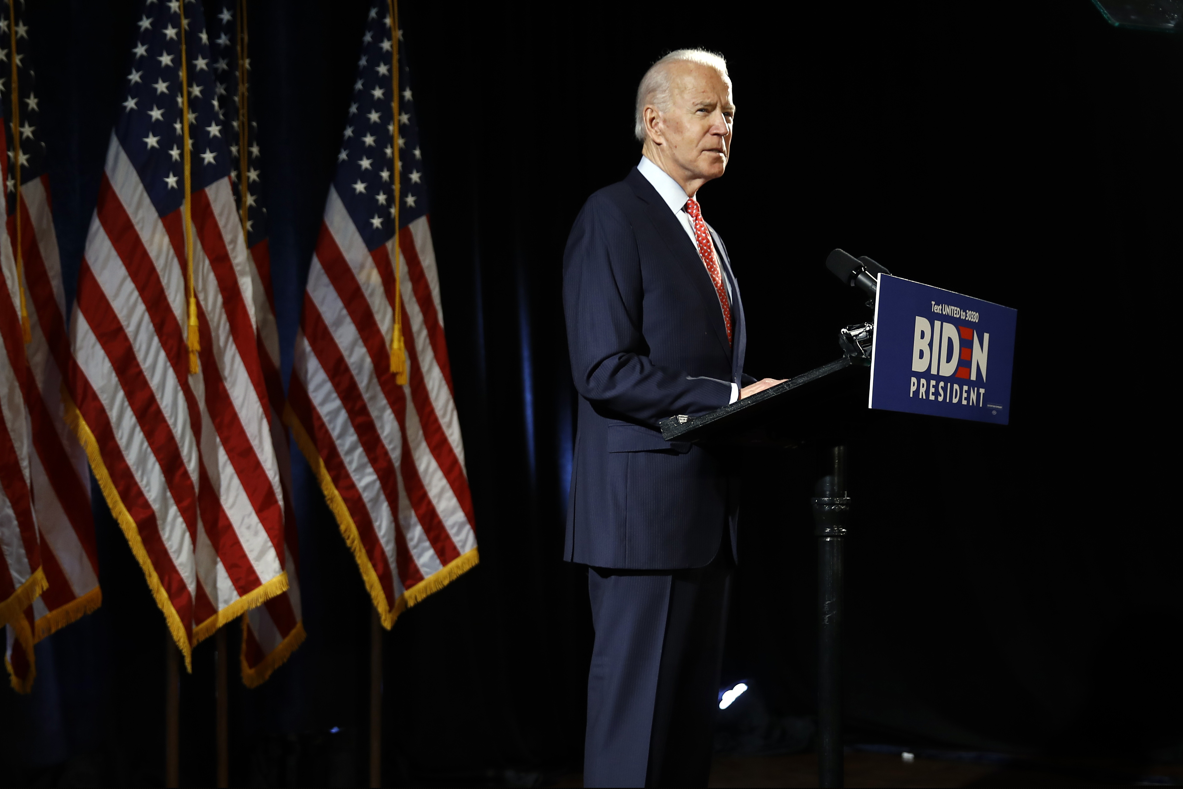 (Matt Rourke | AP) Democratic presidential candidate former Vice President Joe Biden speaks about the coronavirus Thursday, March 12, 2020, in Wilmington, Del.