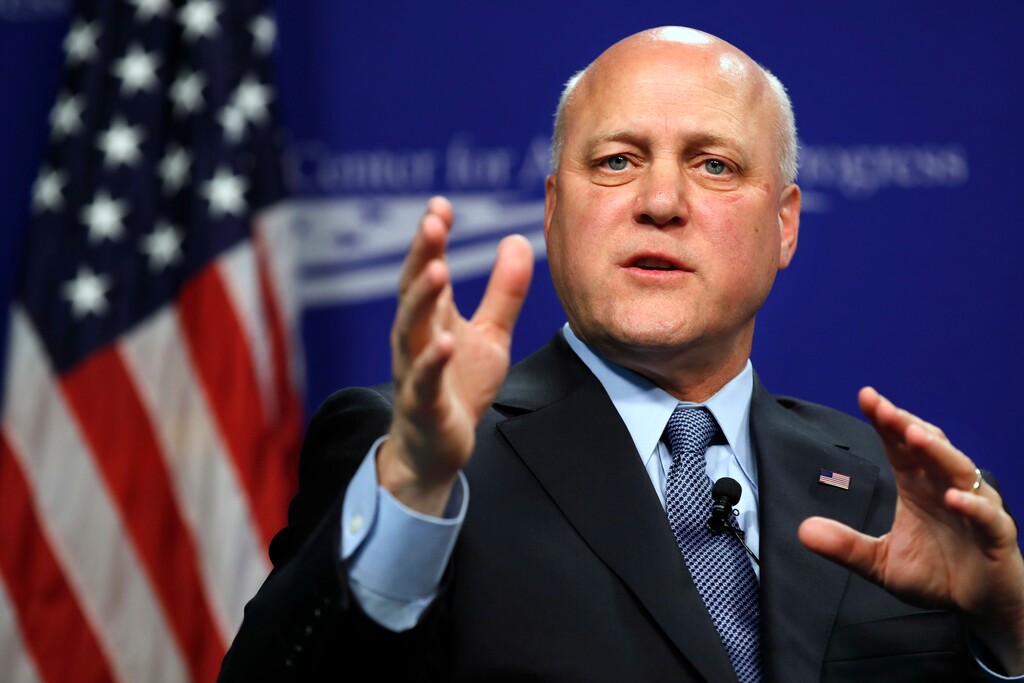 FILE - In this June 16, 2017, file photo, New Orleans Mayor Mitch Landrieu speaks in Washington on race in America and his decision to take down Confederate monuments in his city. Landrieu was named the 2018 winner of the John F. Kennedy Profile in Courage Award for his leadership in removing four Confederate monuments in the city. The John F. Kennedy Library Foundation announced Tuesday, March 27, 2018, that in addition to taking the monuments down, Landrieu offered “clear and compassionate reflections on the moment and its place in history.” (AP Photo/Jacquelyn Martin, File)