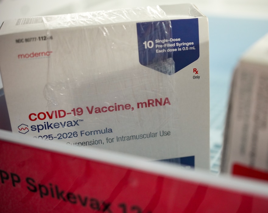 (Chris Samuels | The Salt Lake Tribune) Vials of the Moderna Covid-19 vaccine are stored in a freezer at the Salt Lake Public Health Center in Salt Lake City, Monday, Sept. 29, 2025.
