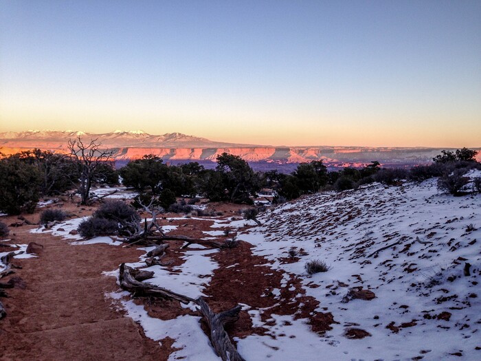 Erin Alberty  |  The Salt Lake TribuneA thin layer of snow rests above the Colorado River on Dec. 1, 2015 in Canyonlands National Park.