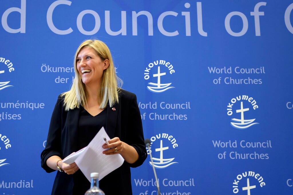 Beatrice Fihn, left, of the International Campaign to Abolish Nuclear Weapons, ICAN,  arrives for a press conference, at the headquarters of the International campaign to abolish Nuclear Weapons (ICAN), in Geneva, Switzerland, on Friday, Oct. 6, 2017. ICAN is the winner of this year's Nobel Peace Prize. The Norwegian Nobel Committee honored the Geneva-based group "for its work to draw attention to the catastrophic humanitarian consequences of any use of nuclear weapons and for its ground-breaking efforts to achieve a treaty-based prohibition of such weapons." (Martial Trezzini/Keystone via AP)