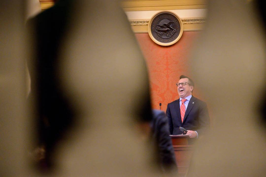 (Trent Nelson | The Salt Lake Tribune)  House Speaker Greg Hughes oversees voting in the House Chamber in Salt Lake City, Thursday March 8, 2018.