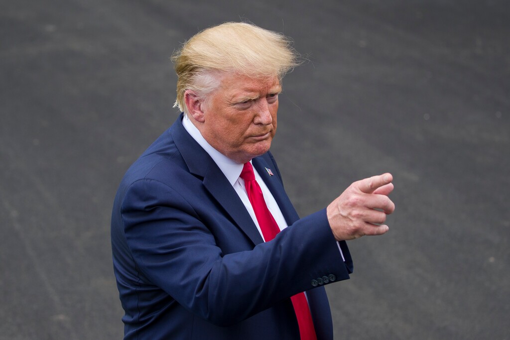 (Alex Brandon | AP file photo) President Donald Trump speaks with reporters before departing on Marine One from the South Lawn of the White House in Washington on Sept. 9, 2019.