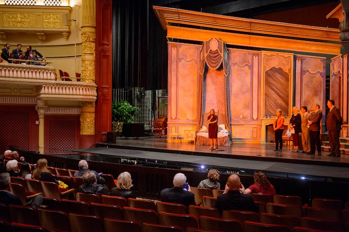 (Trent Nelson  |  The Salt Lake Tribune)  
Salt Lake County Mayor Jenny Wilson speaks at the reopening of the Capitol Theatre, after being closed six months for renovation, in Salt Lake City on Friday, Oct. 11, 2019.