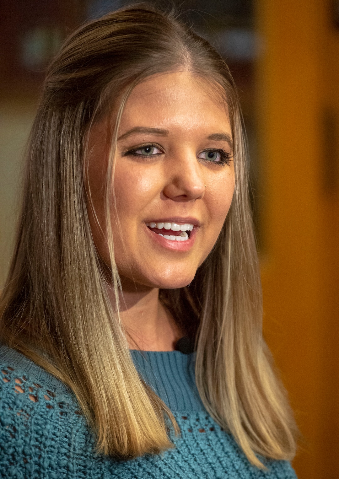 (Rick Egan  |  The Salt Lake Tribune)   Tabitha Bell speaks to reporters during a news conference at the City and County Building, as Paul Cassell made an announcement regarding the Utah Supreme Court Petition on behalf of Jane Does and House Bill 281, Wednesday, April 3, 2019.