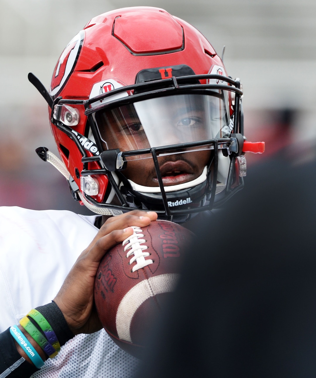 Steve Griffin  |  The Salt Lake TribuneUtah freshman quarterback Tyler Huntley walks through a play during spring football practice at Rice-Eccles Stadium in Salt Lake City, Tuesday, March 29, 2016. Huntley and Simpkins both attended Hallandale High School in Florida.