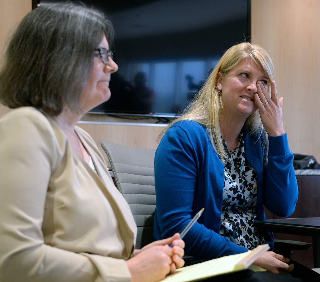 (Al Hartmann  |  The Salt Lake Tribune)                                                                                                                                      Attorney Kara Porter, left, holds a press conference Thursday August 31 to show previously undisclosed footage of a Salt Lake City police officer assaulting and arresting University of Utah Hospital on-duty nurse Alex Wubbels for following her hospital’s policy on blood draws from an unconscious victim.   Wubbels was upset at watching her arrest on the video for following the law and procedures of the hospital. 
