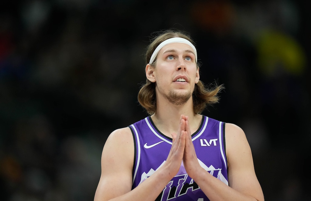(Francisco Kjolseth  |  The Salt Lake Tribune) Utah Jazz forward Kelly Olynyk (41) rubs his hands together during NBA basketball in Salt Lake City Monday, Dec. 18, 2023.