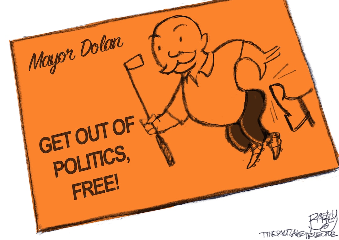 (Pat Bagley | The Salt Lake Tribune) This Pat Bagley cartoon, titled "Sandy Voters Free Up Mayor Dolan's Future," appears in The Salt Lake Tribune on Tuesday, Nov. 14, 2017.