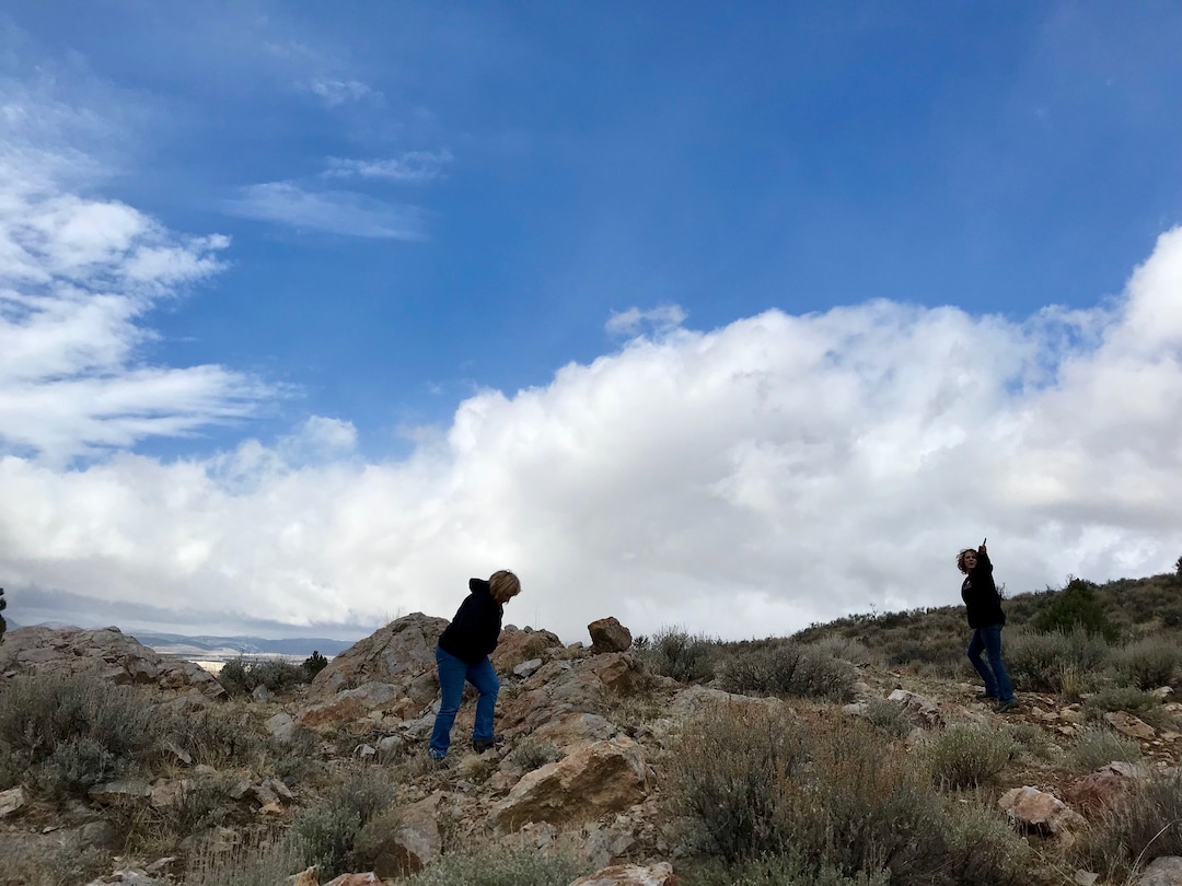 (Paighten Harkins | The Salt Lake Tribune) Vickie Johnson (left) and her to-be daughter-in-law Amanda Hunt walk through the hills outside Eureka on Feb. 10, 2018, while searching for Breezy Otteson and Riley Powell, who went missing Dec. 30, 2017.