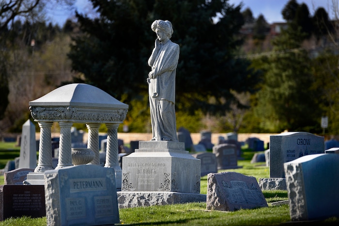 (Scott Sommerdorf | The Salt Lake Tribune)
The Salt Lake City Cemetery, Friday, April 13, 2018. The cemetery is historic, beloved by relatives, neighbors, nature and recreation lovers -- and needs about $27 million in repairs, improvements and financial aid. The city is reviewing a master plan to make fixes and improvements. 
