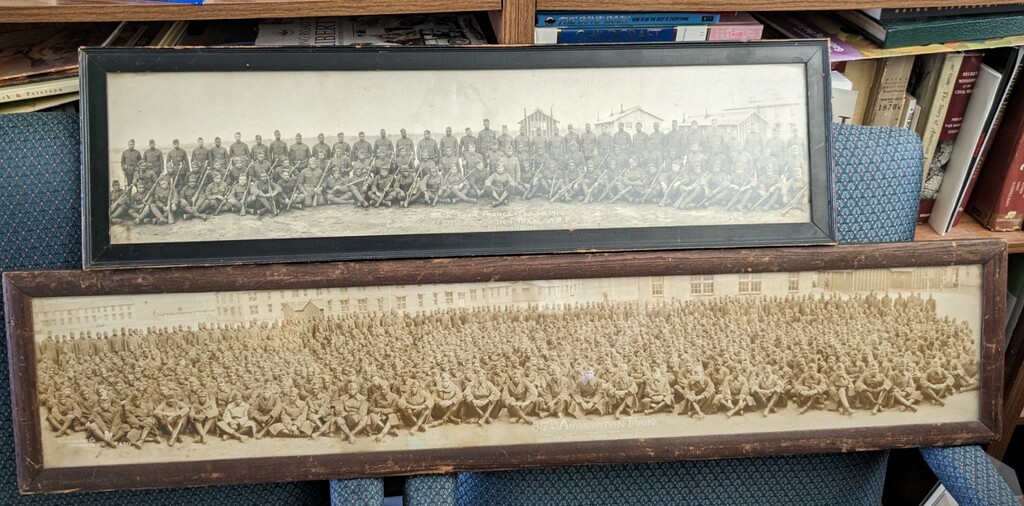 (Sema Hadithi Foundation) Photographs of two U.S. military units returning in 1919 after serving in World War I. The photographs are among the artifacts being collected by the Sema Hadithi Foundation and the Utah Division of State History, to augment the state's records of Utah's Black history.