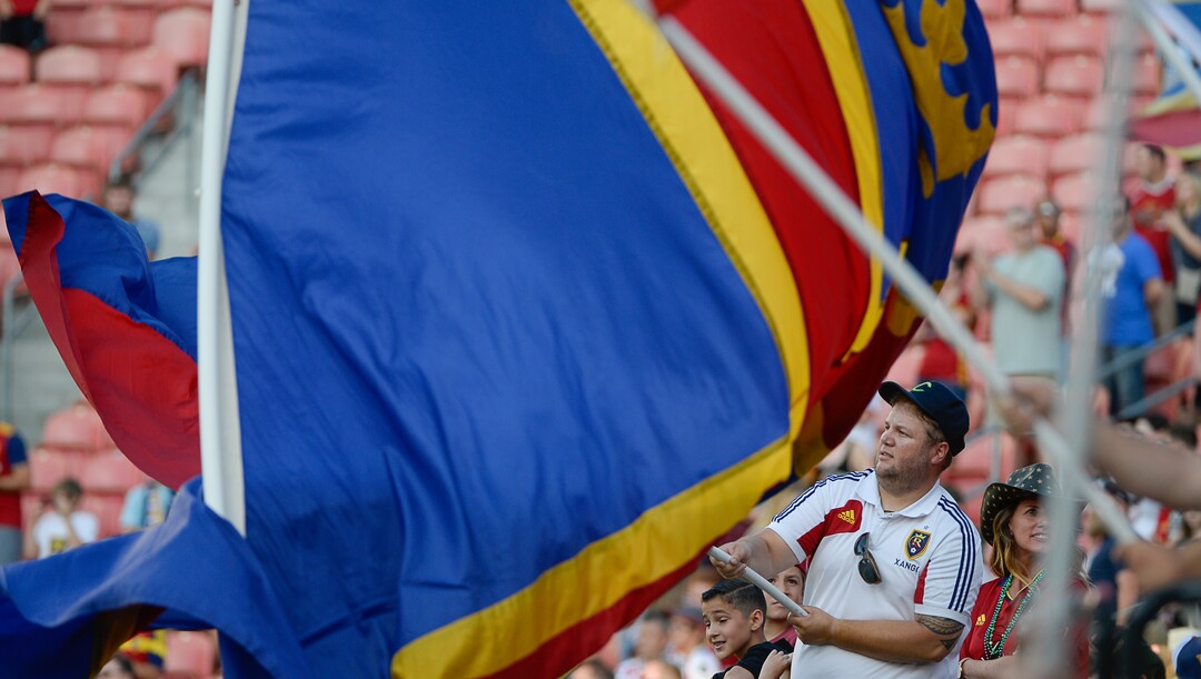 (Francisco Kjolseth  |  The Salt Lake Tribune)  Fans cheer on their team as Real Salt Lake hosts Columbus Crew SC, in MLS Soccer at Rio Tinto Stadium in Sandy, Utah on Wed, July 3, 2019.