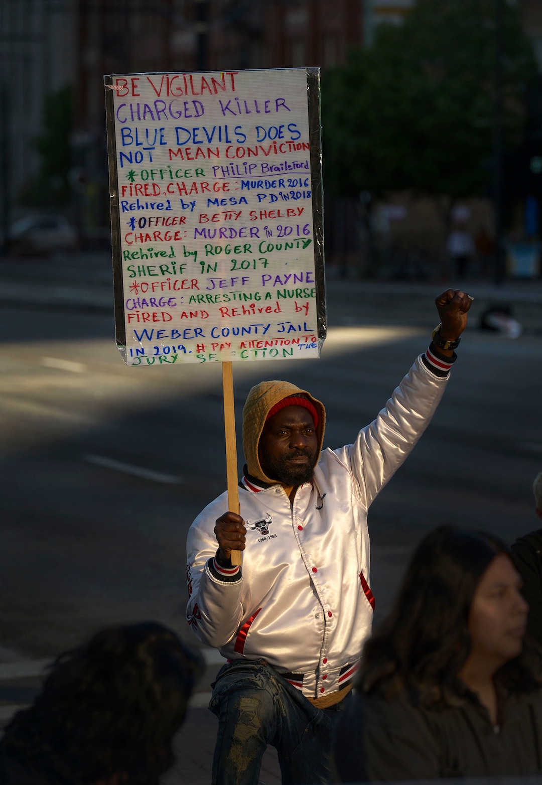 (Leah Hogsten  |  The Salt Lake Tribune) Demonstrators marched from the Utah Capitol down State Street, stopping at every intersection for five minutes in honor of George Floyd, June 8, 2020.