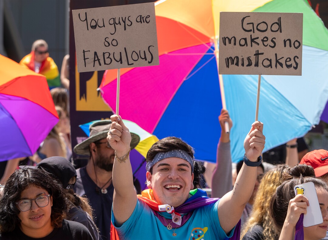 (Rick Egan | The Salt Lake Tribune)   Angel Guebaara cheers at the Pride Parade, on Sunday, June 4, 2023.