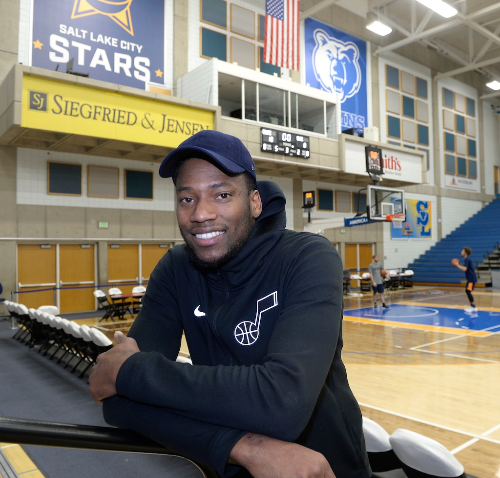 (Al Hartmann  |  The Salt Lake Tribune) 	Star's Eric Griffin in working hard to get back onto the Jazz roster. 