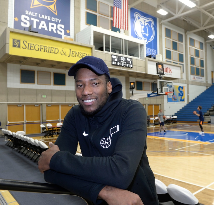 (Al Hartmann  |  The Salt Lake Tribune) 	Star's Eric Griffin in working hard to get back onto the Jazz roster. 