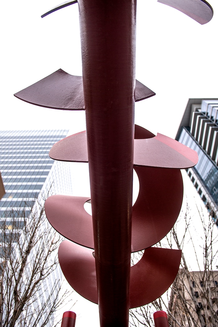 (Leah Hogsten  |  The Salt Lake Tribune) Spiral Arch, sculpted by Richard Johnston, located at 100 South between State Street and Main Street, Salt Lake City.