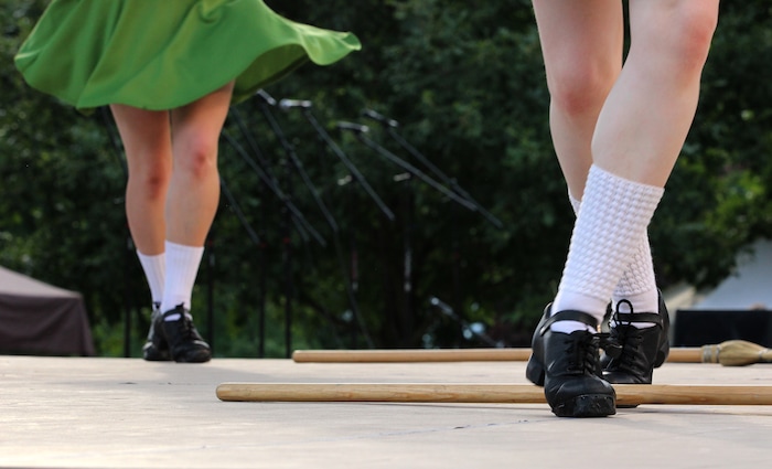 (Daniel Carde | for The Salt Lake Tribune) Performers from HARP Irish Dance Company based out of American Fork, dance at the World Folkfest at the Springville Arts Park, Springville, Thursday, Aug. 1, 2018.