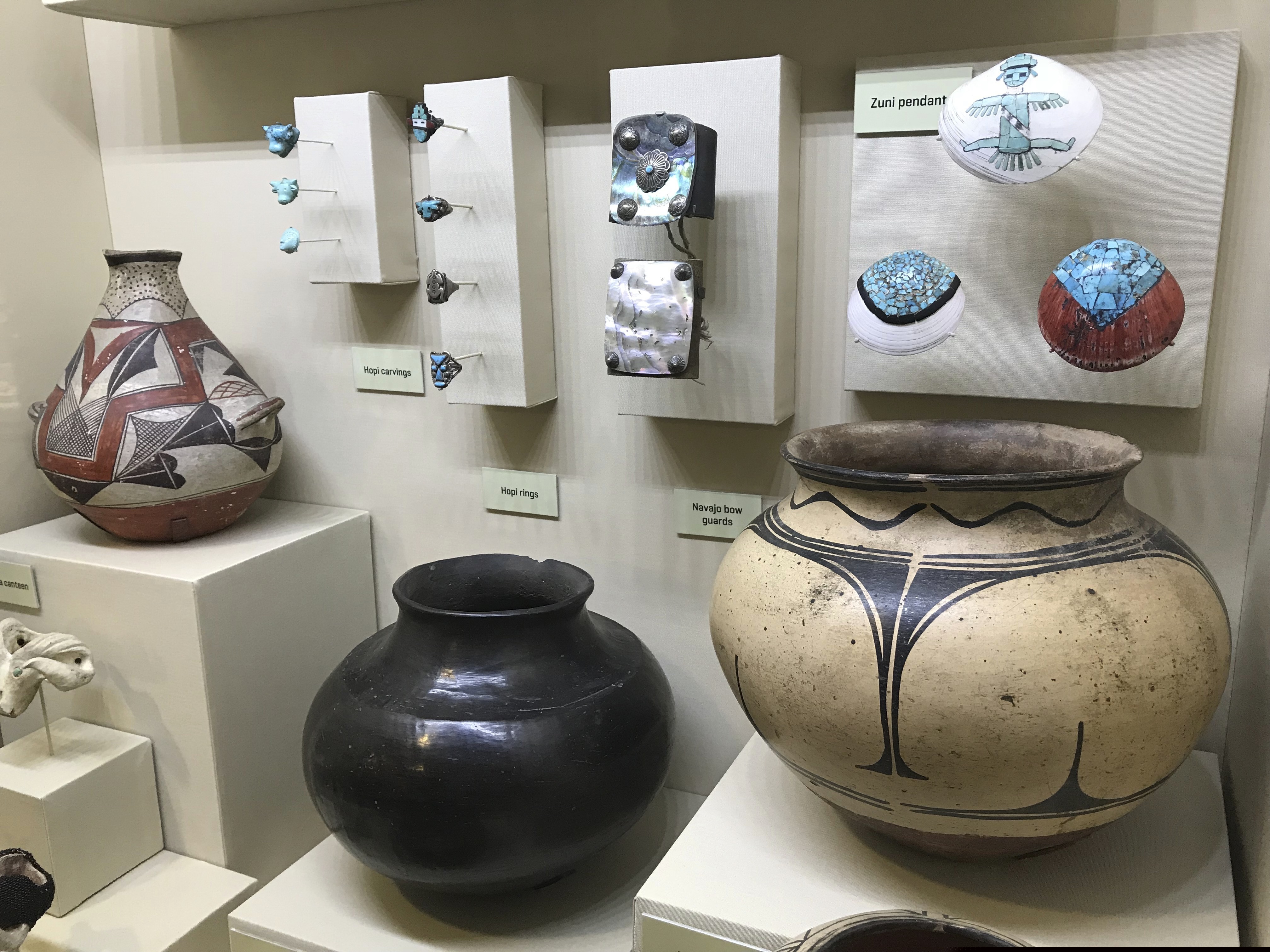 (Susan Montoya Bryan | AP file photo) Pottery and other items crafted by Southwest tribes are part of a display inside the visitor center at Mesa Verde National Park near Cortez, Colorado. The White House announced Wednesday, Oct. 2, 2019, that Finland has agreed to return Native American ancestral remains and funerary objects that where excavated in 1891 from Mesa Verde and ended up in the collection of the National Museum of Finland.