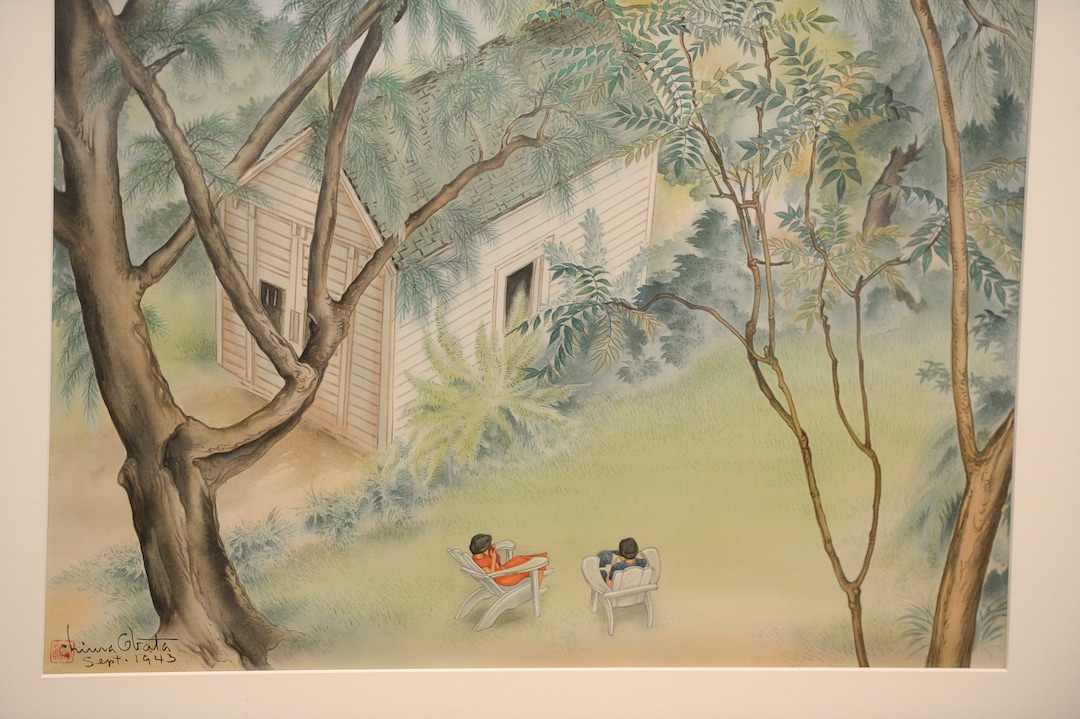 (Francisco Kjolseth  |  The Salt Lake Tribune)   The Utah Museum of Fine Art hosts "Chiura Obata: An American Modern," major touring retrospective of Japanese-American artist (1885-1975), whose work captured Western landscapes and his time at the Topaz War Relocation Center (internment camp) during World War II. Exhibit opens Friday, May 25. Pictured is Webster Groves, Missouri, September 19, 1943, Color on silk. 