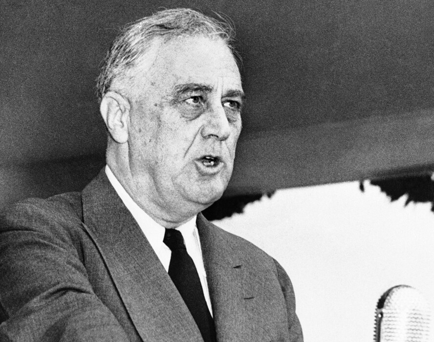 (Robert Clover | AP file photo)  President Franklin Delano Roosevelt speaks in Washington on April 13, 1943.