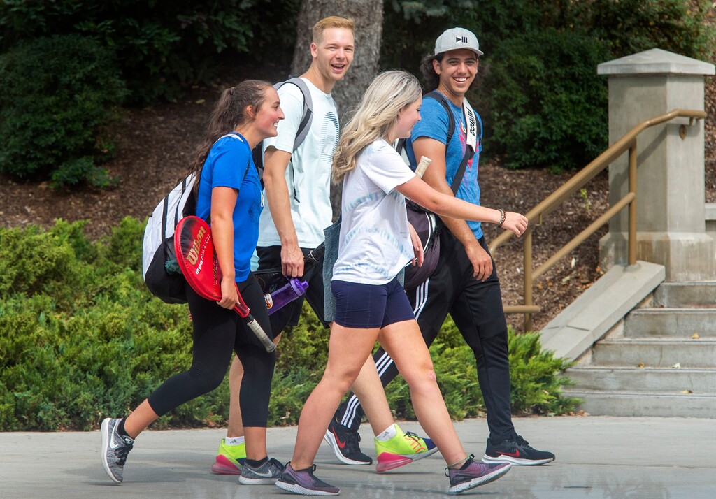 (Rick Egan  |  The Salt Lake Tribune)    Students on BYU campus in Provo, on Tuesday, Sept. 22, 2020.
