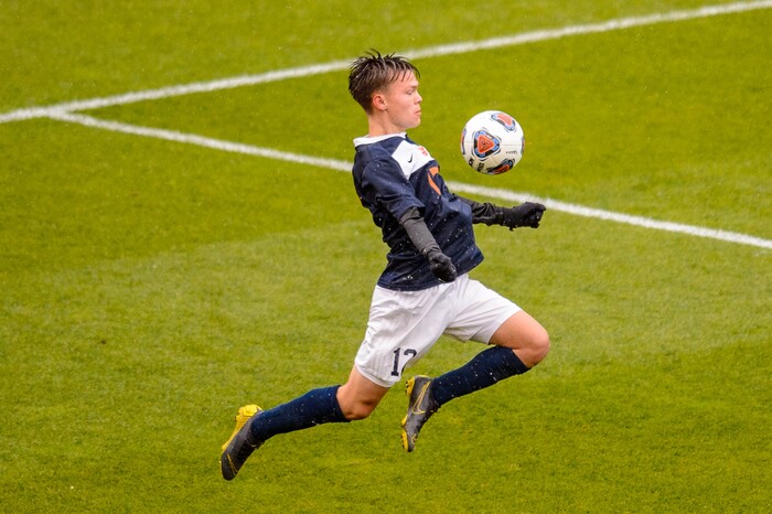 (Trent Nelson  |  The Salt Lake Tribune)  
Brighton's Cameron Neeley (12) as Brighton defeats Olympus High School 3-2 in overtime in the 5A boys state championship game at Rio Tinto Stadium in Sandy, Thursday May 23, 2019.