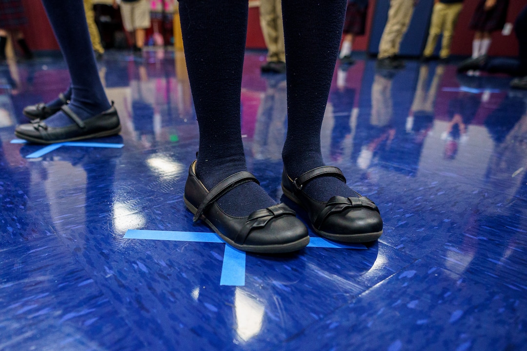 (Trent Nelson  |  The Salt Lake Tribune) Students wait to be tested for COVID-19 at American Preparatory Academy in Draper on Tuesday, Sept. 14, 2021.