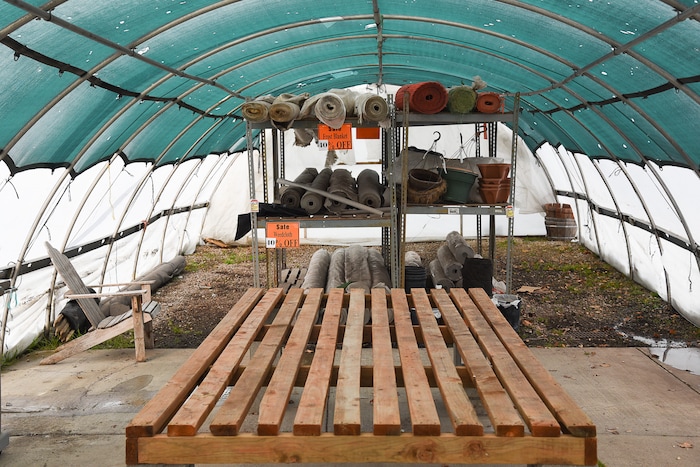(Francisco Kjolseth  |  The Salt Lake Tribune)  Shelves are cleared Wednesday the last day of business for Wasatch Shadows Nursery in Sandy. After 42 years, owners, Loren and Debbie Nielsen, are retiring. They have sold the 10 acre plot, just west of the Real Soccer Stadium, to Sandy City for future development.