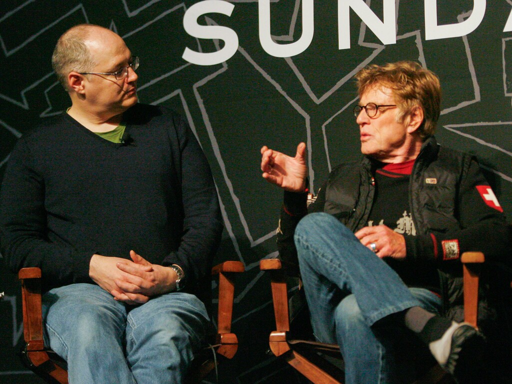(Rick Egan | The Salt Lake Tribune) Salt Lake Tribune film critic, Sean P. Means, left, listens as Robert Redford talks during the Sundance Film Festival opening news conference at the Egyptian Theater in Park City, Thursday, Jan. 17, 2013.