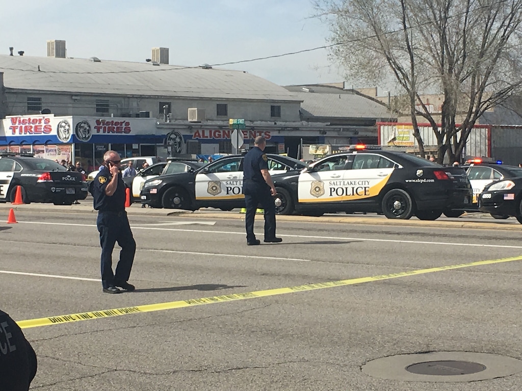 (Robert Gehrke  |  The Salt Lake Tribune) Police respond to a scene at 3300 South State on Monday, April 8, 2019.