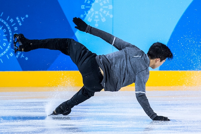 (Chris Detrick | The Salt Lake Tribune) Salt Lake City's Nathan Chen practices his Men's Single Skating Short Program for the Team Event at the Gangneung Ice Arena Thursday, February 8, 2018.