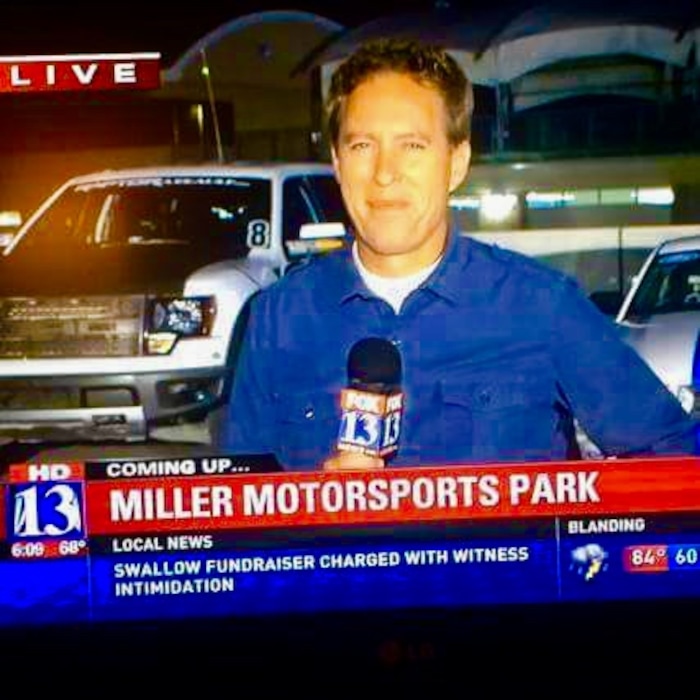 (Photo courtesy of Joe Wren) Fox 13 anchor/reporter Joe Wren on the job.